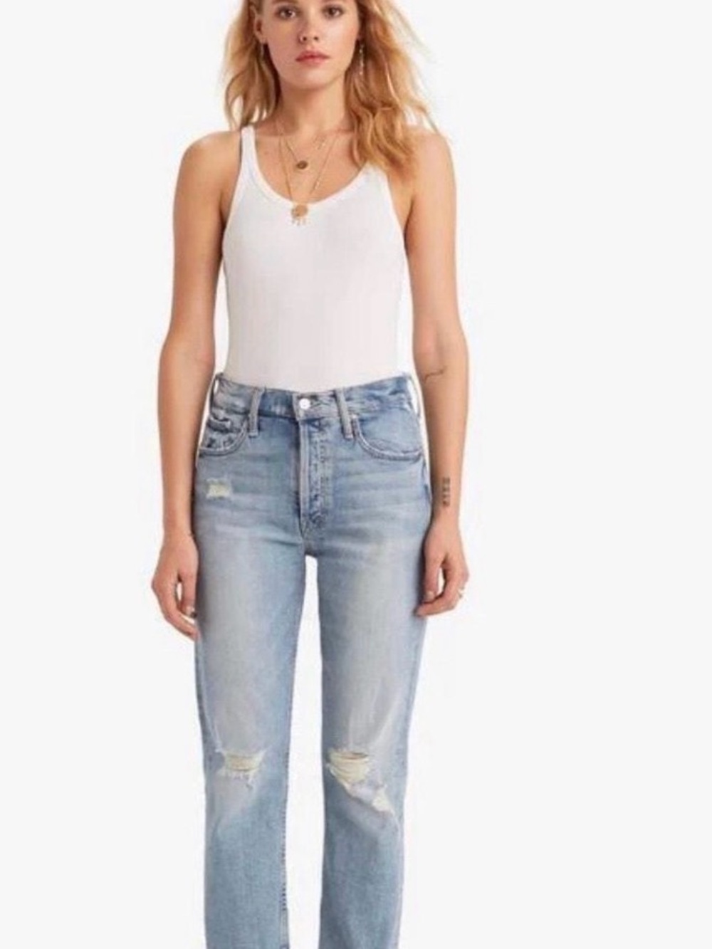 Mother The tomcat 33 Women’s Light Blue Distressed Jeans